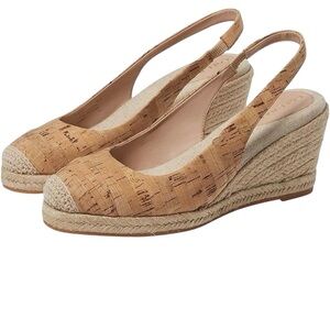 Cole Haan Women's Cloudfeel Natural Linen Espadrille Wedge Slingback Size 9